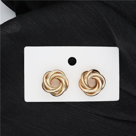 14K Gold Twisted Love Knot Stud Earrings – Classic Infinity Rope Design - Picture 3 of 6